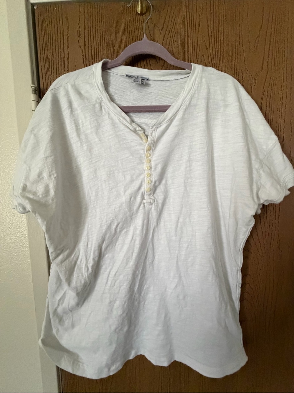 Men's White Short-Sleeve Henley